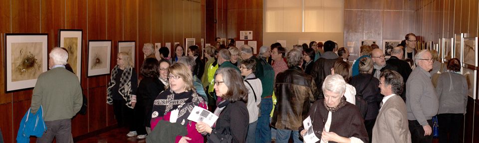 <p>Attendees at the <em>Elements</em> opening reception, 19 March 2015, photo by Frank A. Reynolds, reproduced by permission of the photographer.</p>