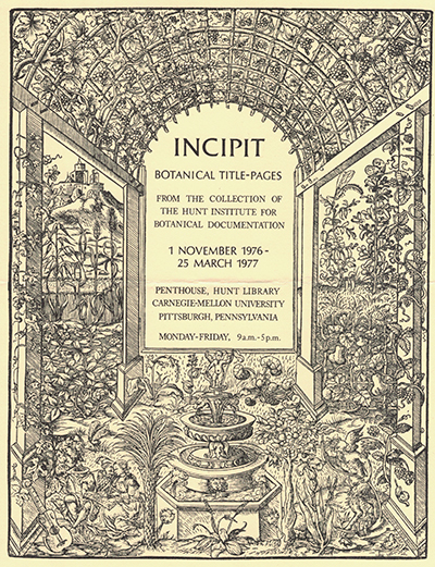 <p>Promotional poster for <em>Incipit: Botanical Title-Pages</em> (1976)</p>