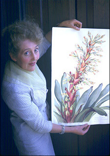 <p>Margaret Ursula Mee (1909–1988), with one of her paintings, ?São Paulo, Brazil, April 1962, 25 × 20 cm, photograph by Walter H. Hodge, HI Archives portrait no. 6.</p>