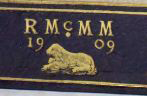 <p>As a bookbinder Rachel Hunt used a resting lamb with her initials and the date as her logo. It can be found on the inside back covers of her bindings.</p>